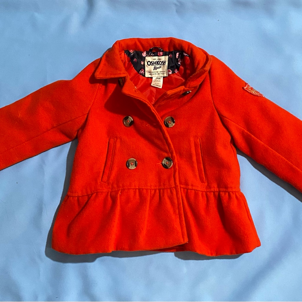 Oshkosh Bgosh Orange Peacoat Oshkosh Bosh Bright Orange Coat 24 Month Girls